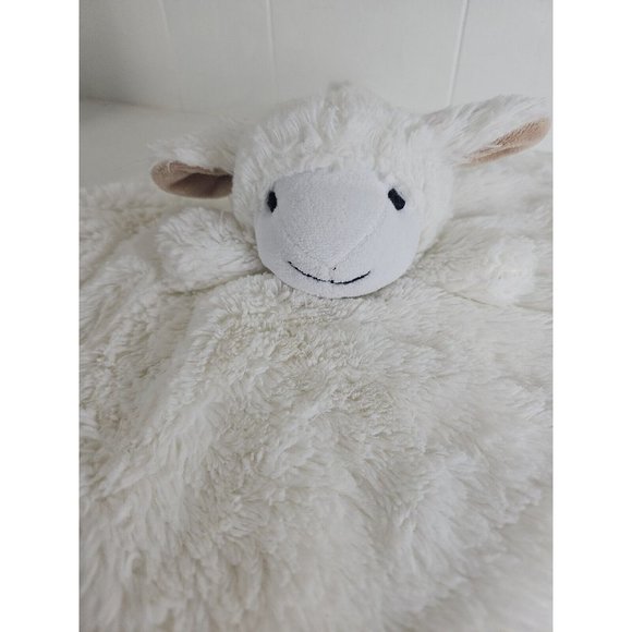 Manhattan Kids Baby Lovey Security Blanket White Lamb Sheep Brown Ears 13 Inches - Picture 3 of 6